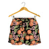 Apricot And Flower Pattern Print Women's Shorts