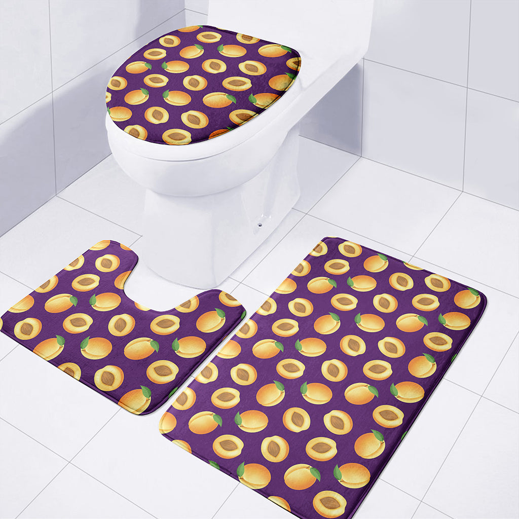 Apricot Fruit Pattern Print 3 Piece Bath Mat Set