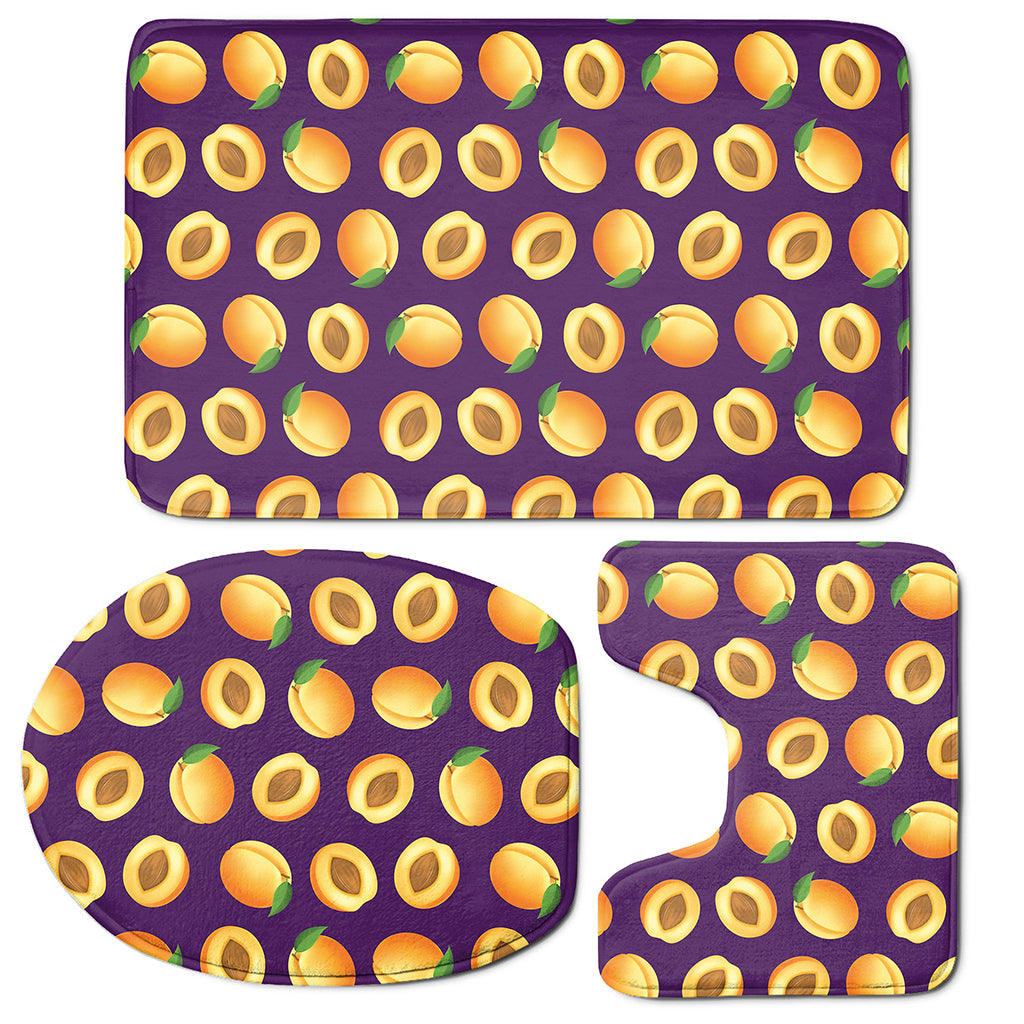 Apricot Fruit Pattern Print 3 Piece Bath Mat Set