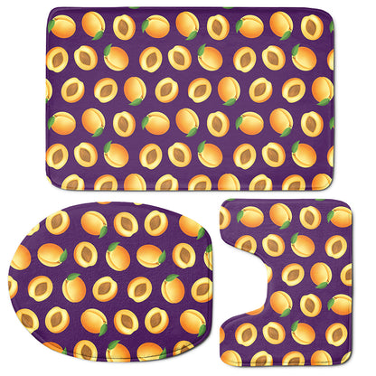 Apricot Fruit Pattern Print 3 Piece Bath Mat Set