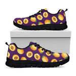 Apricot Fruit Pattern Print Black Sneakers
