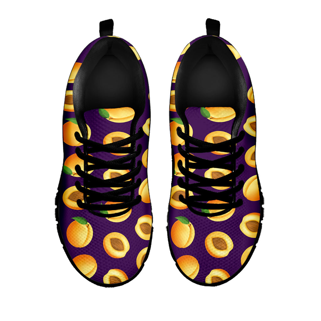 Apricot Fruit Pattern Print Black Sneakers
