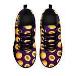 Apricot Fruit Pattern Print Black Sneakers