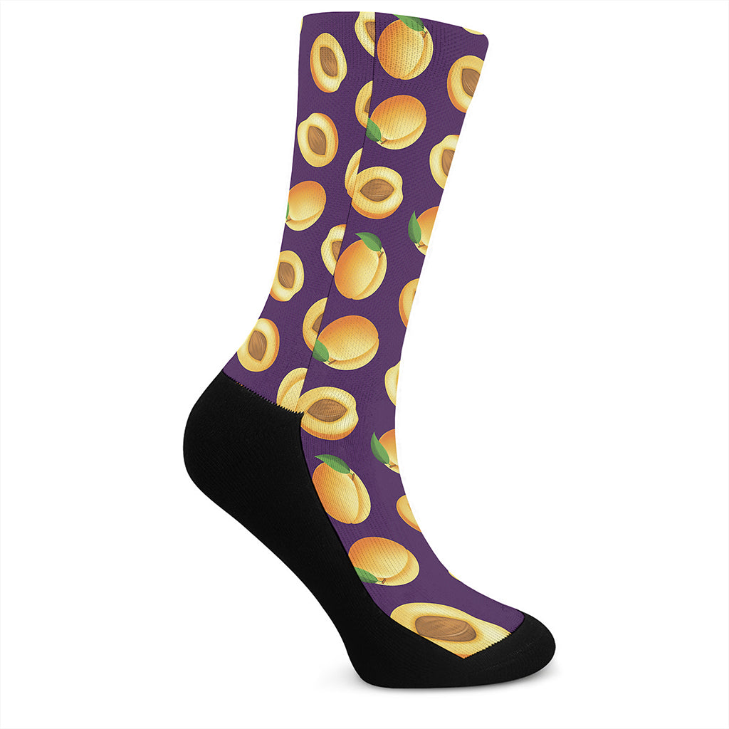 Apricot Fruit Pattern Print Crew Socks