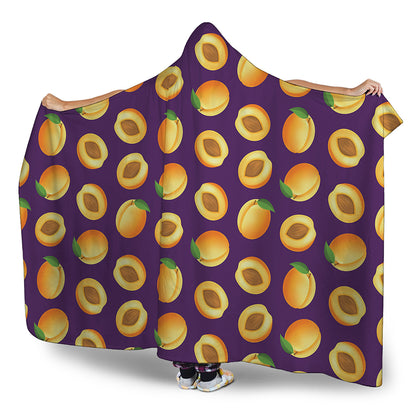 Apricot Fruit Pattern Print Hooded Blanket