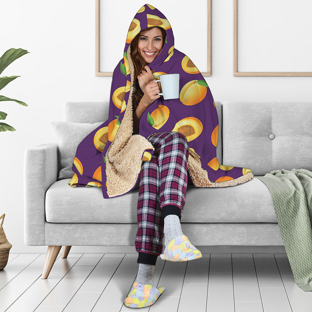 Apricot Fruit Pattern Print Hooded Blanket