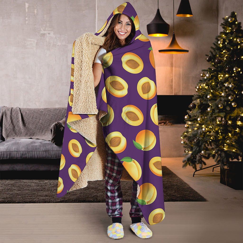 Apricot Fruit Pattern Print Hooded Blanket