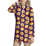 Apricot Fruit Pattern Print Hoodie Dress
