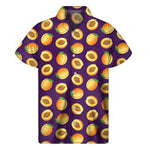 Apricot Fruit Pattern Print Men's Short Sleeve Shirt