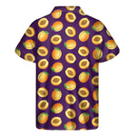 Apricot Fruit Pattern Print Men's Short Sleeve Shirt