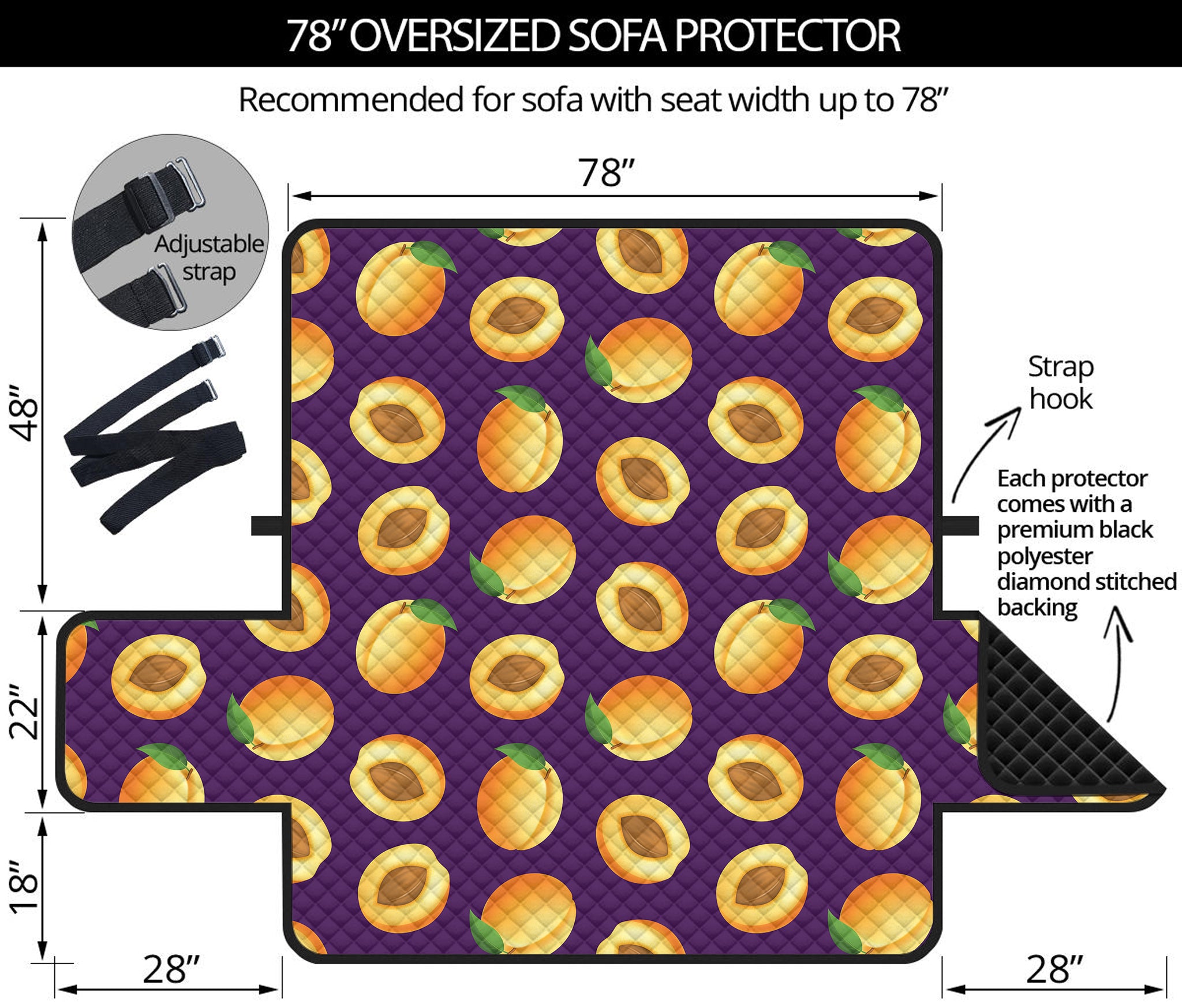 Apricot Fruit Pattern Print Oversized Sofa Protector