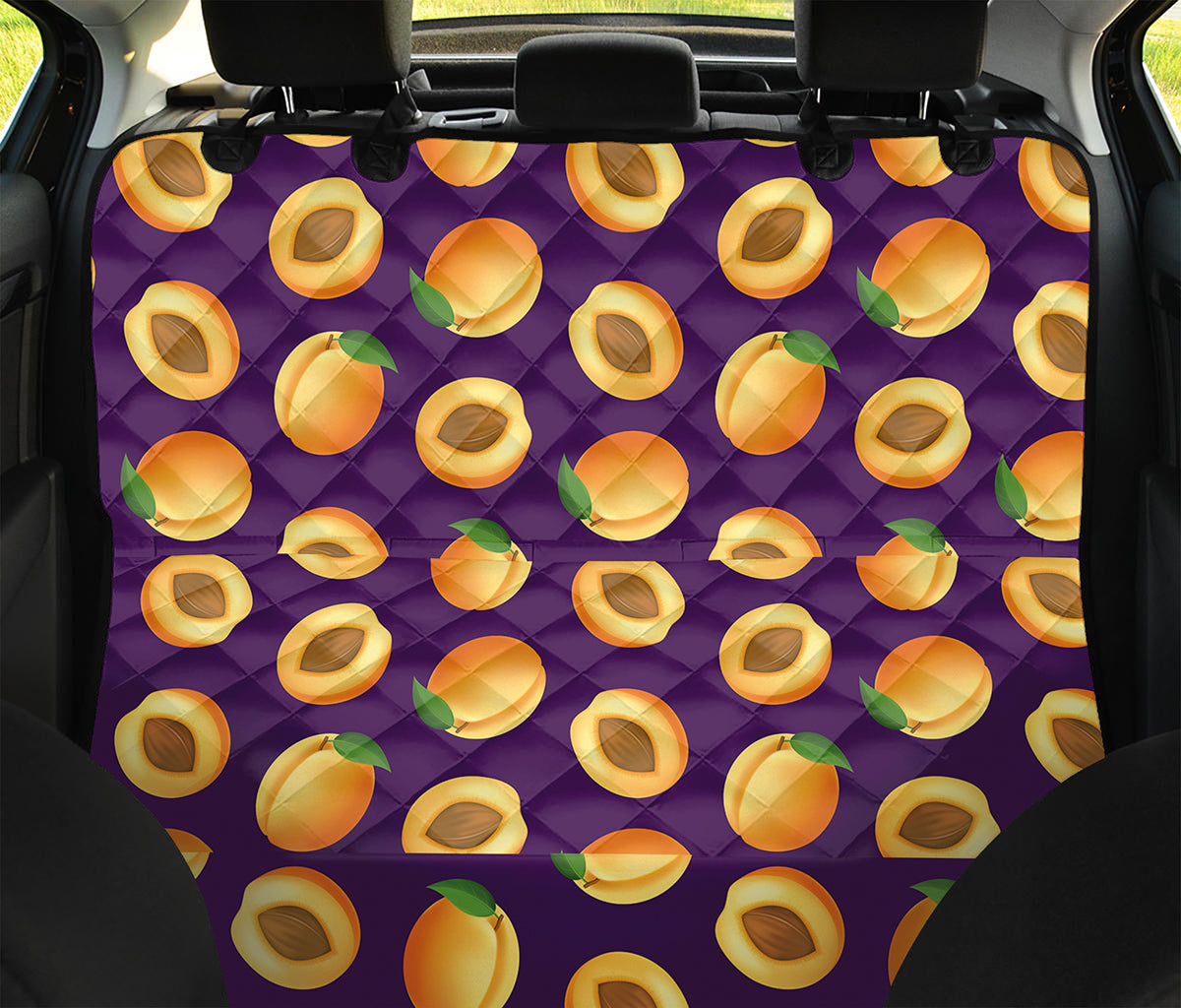 Apricot Fruit Pattern Print Pet Car Back Seat Cover
