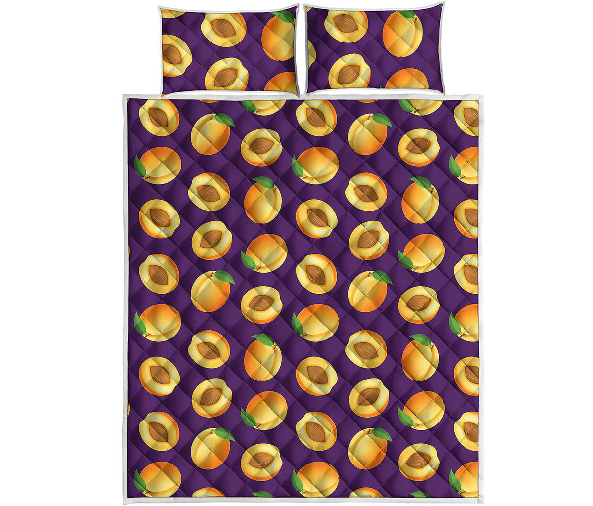 Apricot Fruit Pattern Print Quilt Bed Set