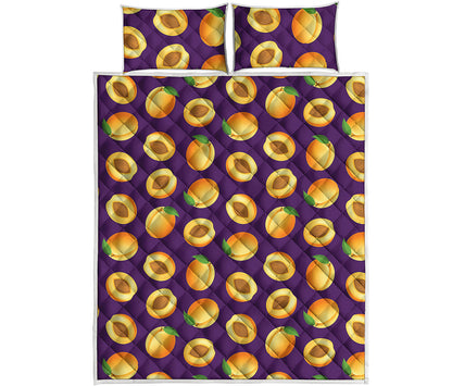 Apricot Fruit Pattern Print Quilt Bed Set
