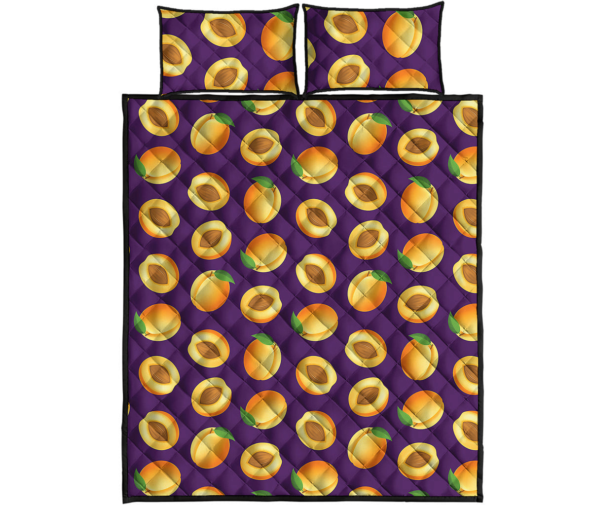 Apricot Fruit Pattern Print Quilt Bed Set