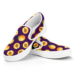 Apricot Fruit Pattern Print White Slip On Shoes