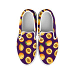 Apricot Fruit Pattern Print White Slip On Shoes