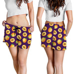 Apricot Fruit Pattern Print Women's Shorts