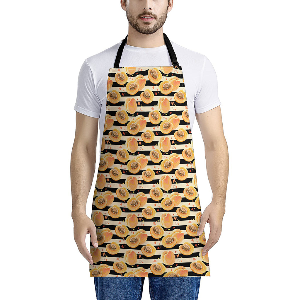 Apricot Fruit Striped Pattern Print Apron