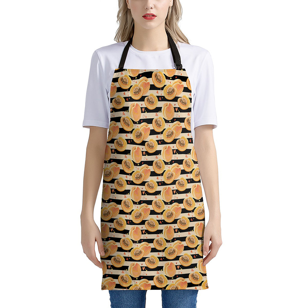 Apricot Fruit Striped Pattern Print Apron