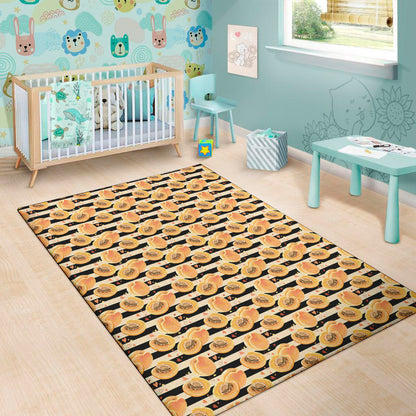 Apricot Fruit Striped Pattern Print Area Rug