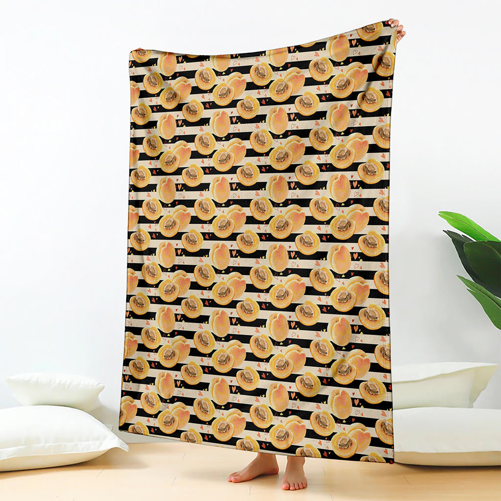 Apricot Fruit Striped Pattern Print Blanket