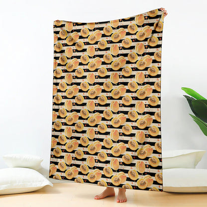 Apricot Fruit Striped Pattern Print Blanket