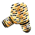 Apricot Fruit Striped Pattern Print Boxing Gloves