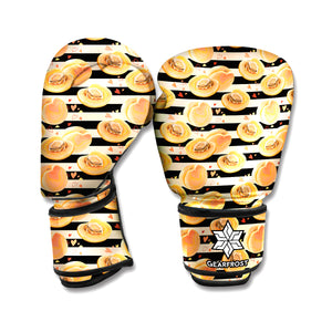 Apricot Fruit Striped Pattern Print Boxing Gloves