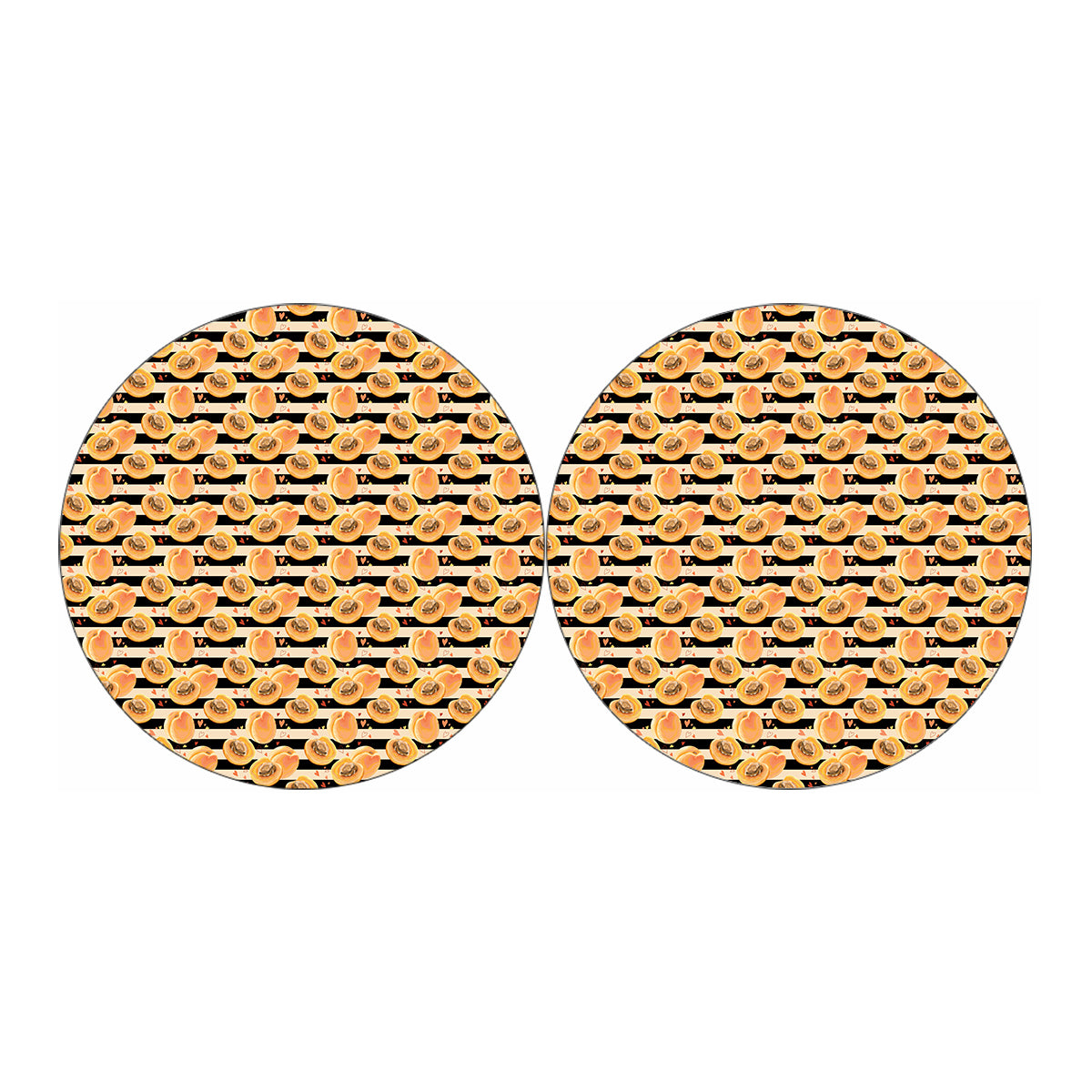 Apricot Fruit Striped Pattern Print Car Coasters