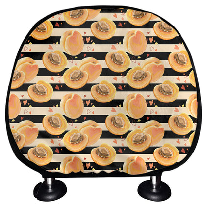 Apricot Fruit Striped Pattern Print Car Headrest Covers