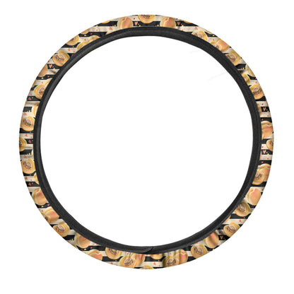 Apricot Fruit Striped Pattern Print Car Steering Wheel Cover