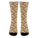 Apricot Fruit Striped Pattern Print Crew Socks