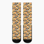 Apricot Fruit Striped Pattern Print Crew Socks