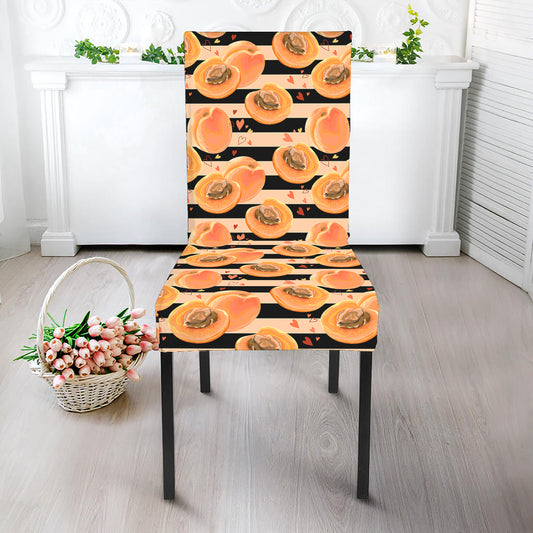 Apricot Fruit Striped Pattern Print Dining Chair Slipcover