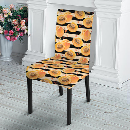 Apricot Fruit Striped Pattern Print Dining Chair Slipcover