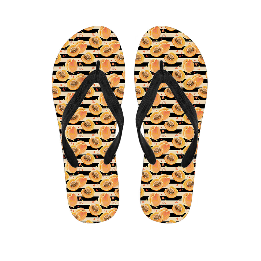 Apricot Fruit Striped Pattern Print Flip Flops