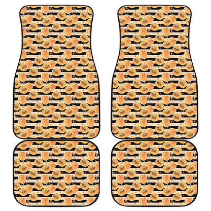 Apricot Fruit Striped Pattern Print Front and Back Car Floor Mats