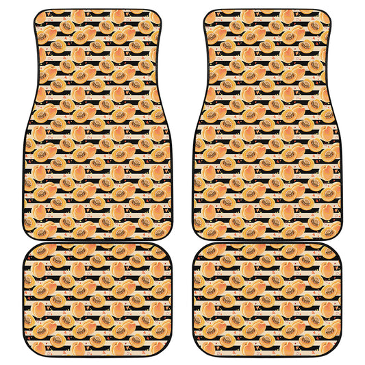 Apricot Fruit Striped Pattern Print Front and Back Car Floor Mats