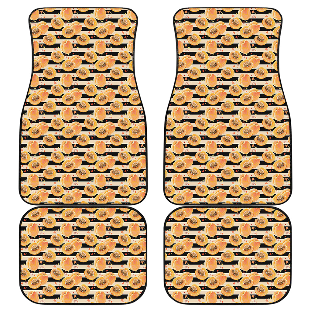 Apricot Fruit Striped Pattern Print Front and Back Car Floor Mats