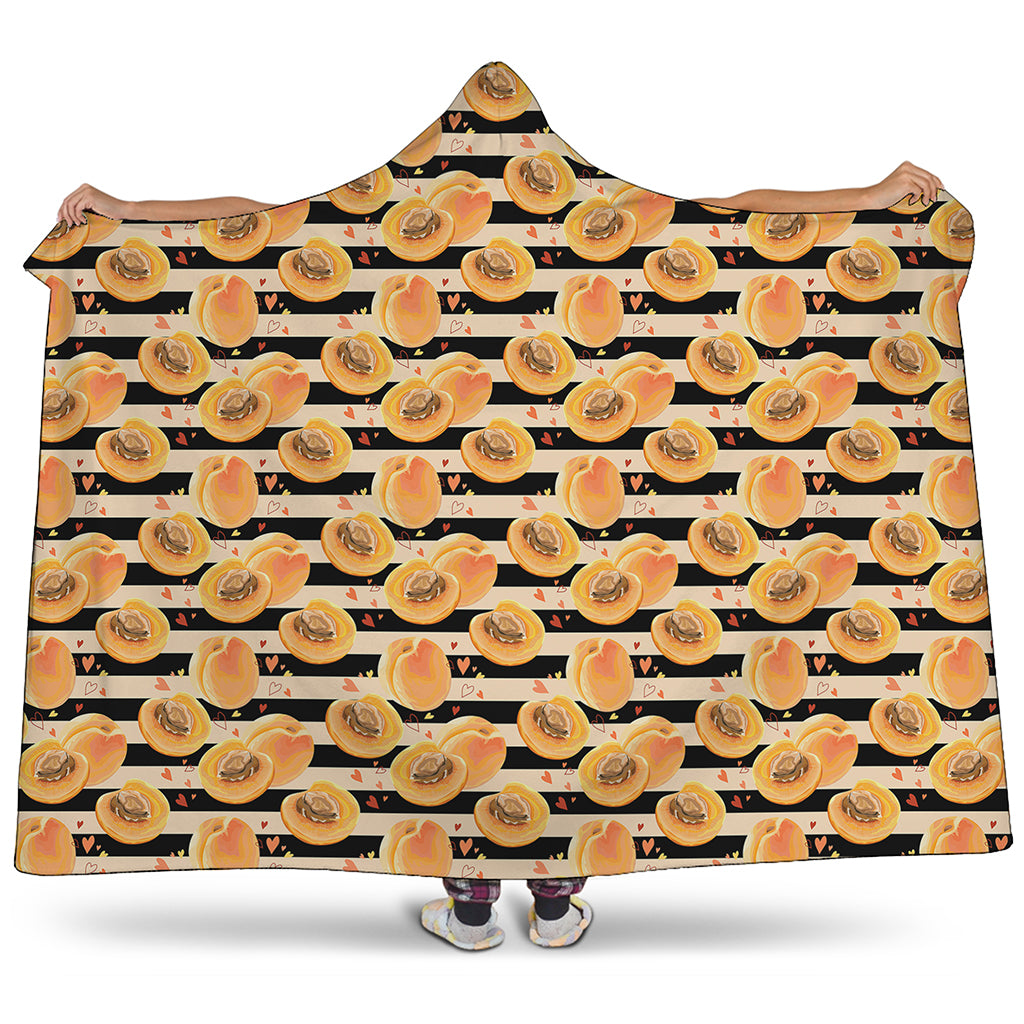 Apricot Fruit Striped Pattern Print Hooded Blanket