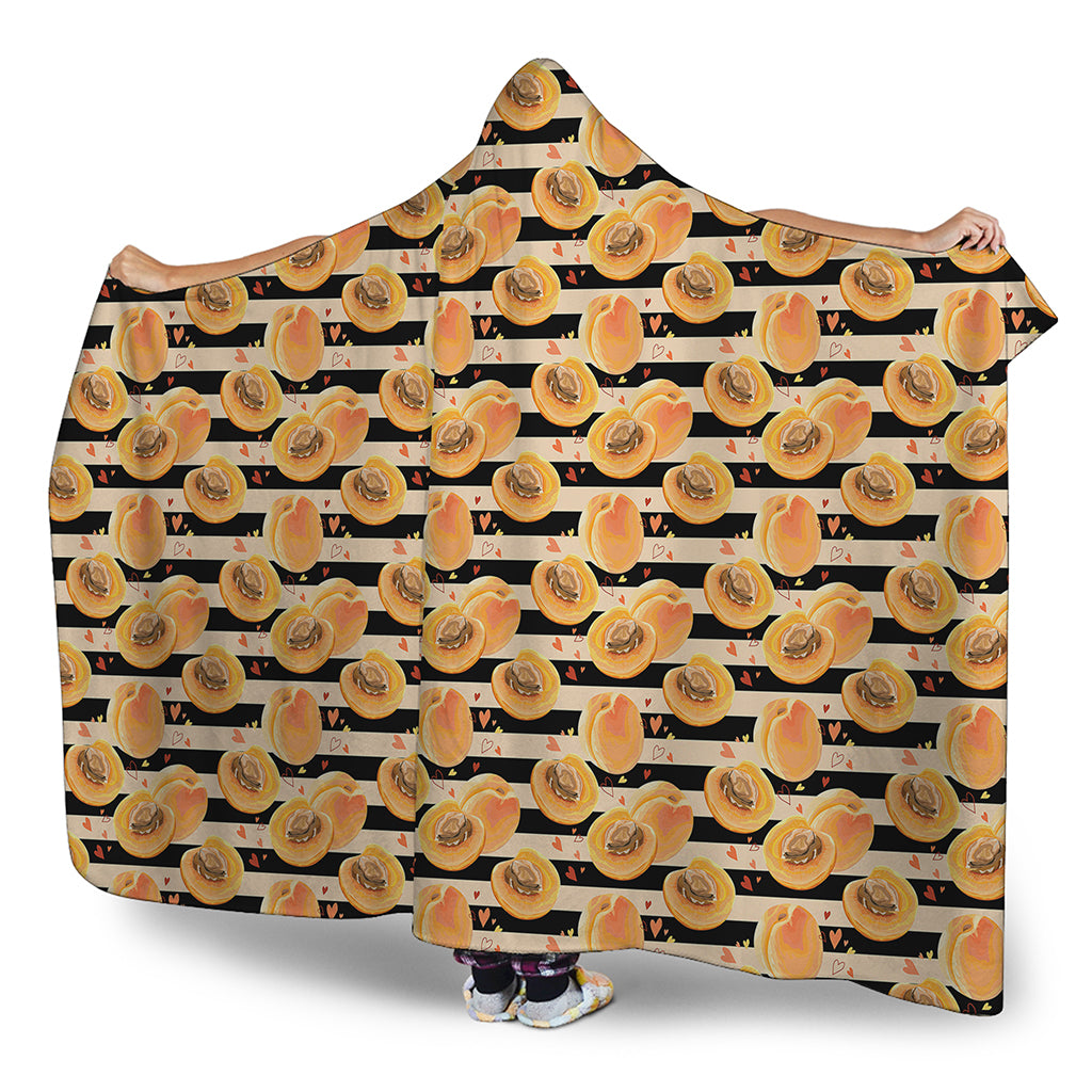 Apricot Fruit Striped Pattern Print Hooded Blanket