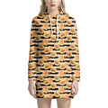 Apricot Fruit Striped Pattern Print Pullover Hoodie Dress