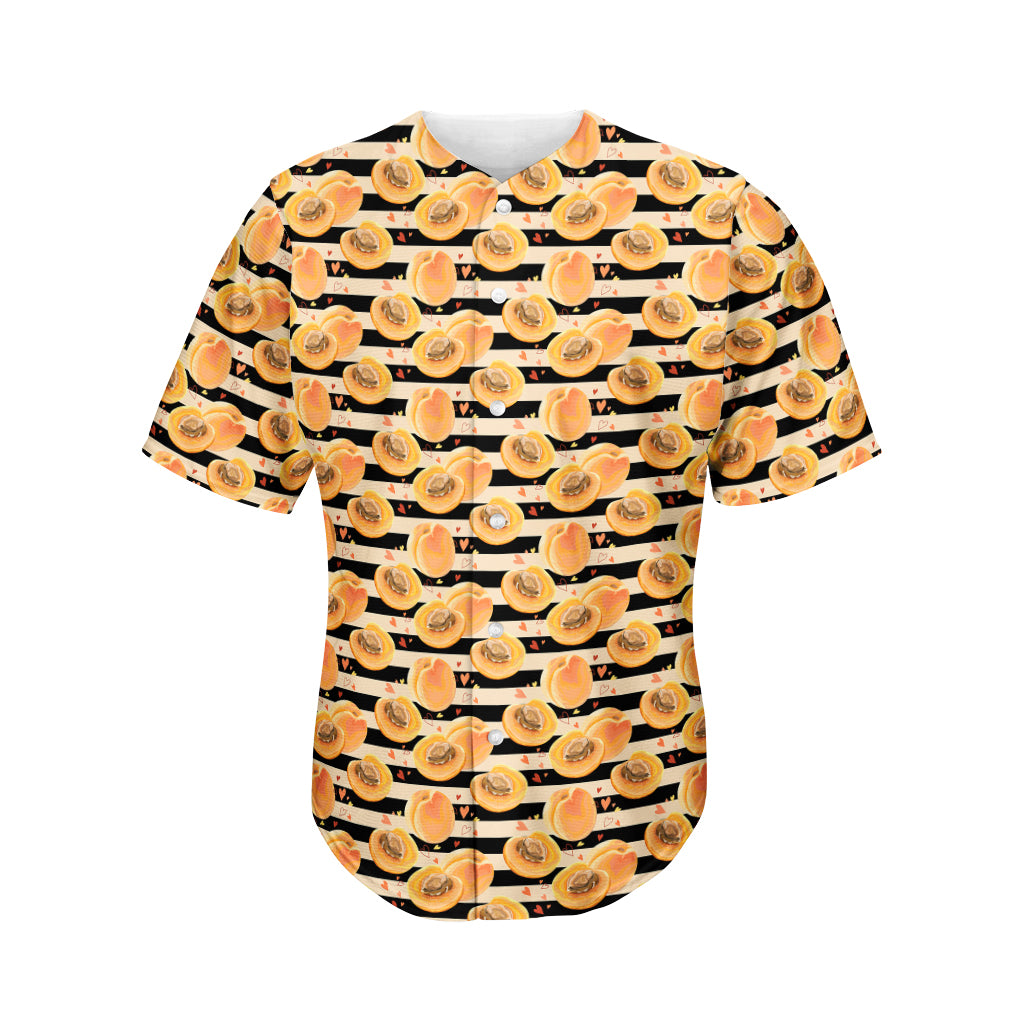 Apricot Fruit Striped Pattern Print Men's Baseball Jersey