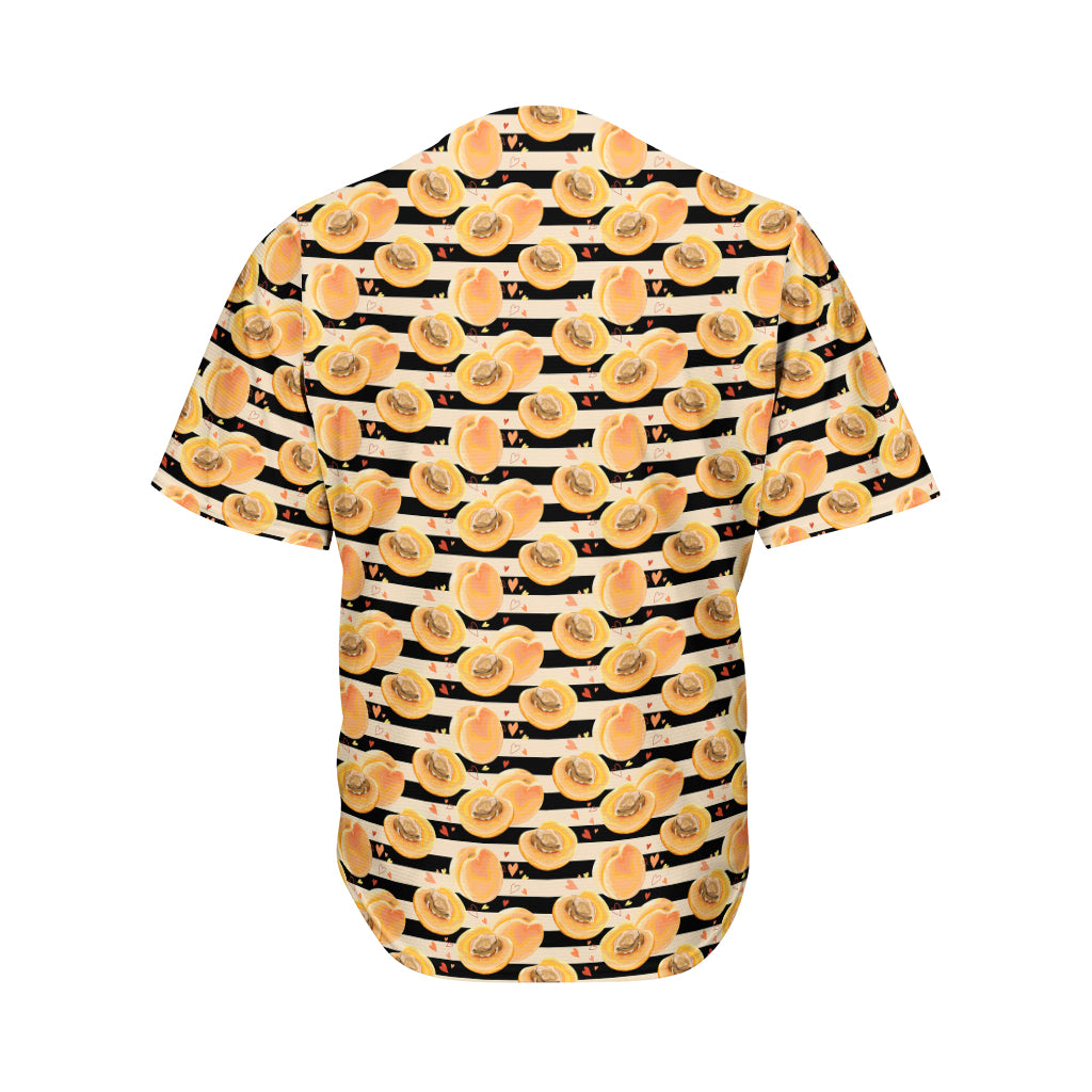 Apricot Fruit Striped Pattern Print Men's Baseball Jersey