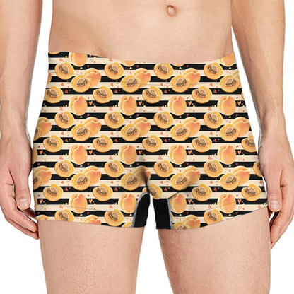 Apricot Fruit Striped Pattern Print Men's Boxer Briefs