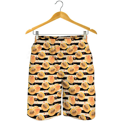 Apricot Fruit Striped Pattern Print Men's Shorts