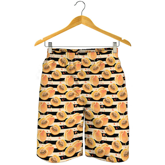 Apricot Fruit Striped Pattern Print Men's Shorts