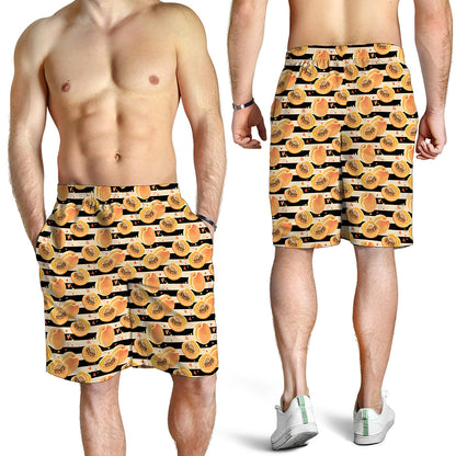 Apricot Fruit Striped Pattern Print Men's Shorts