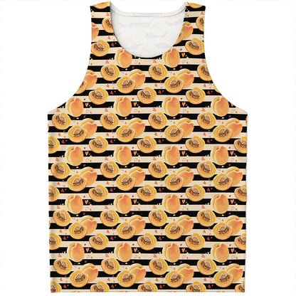 Apricot Fruit Striped Pattern Print Men's Tank Top
